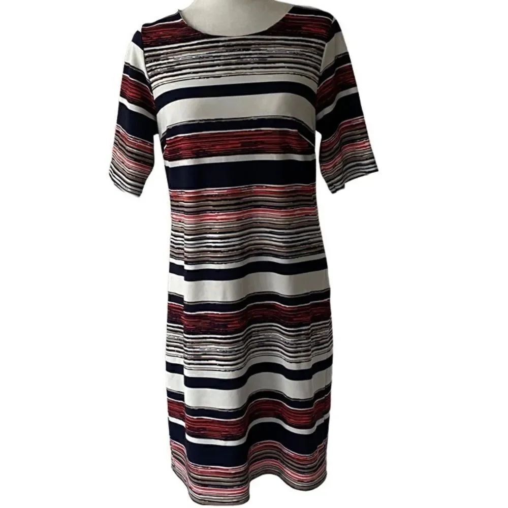 I LE New York Striped Casual Dress Sleeves SZ 12